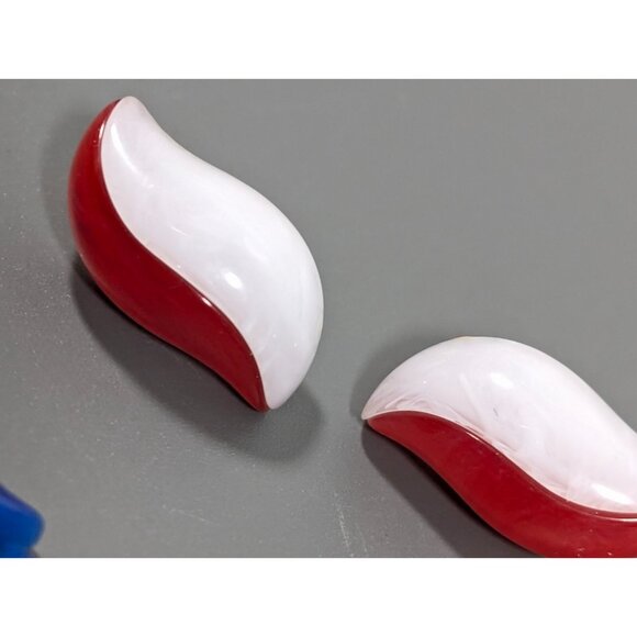 Vintage Avon Summer Brights Convertible Red White Blue Earrings Patriotic - Picture 5 of 9